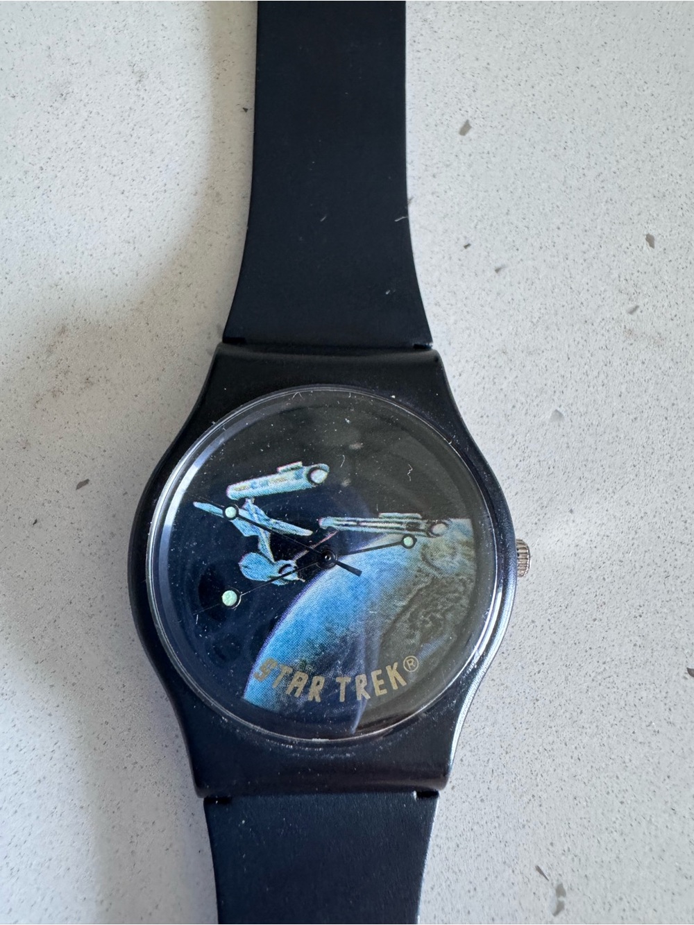 Vintage 1990s Star Trek U.S.S. Enterprise wrist watch - Rubber Band